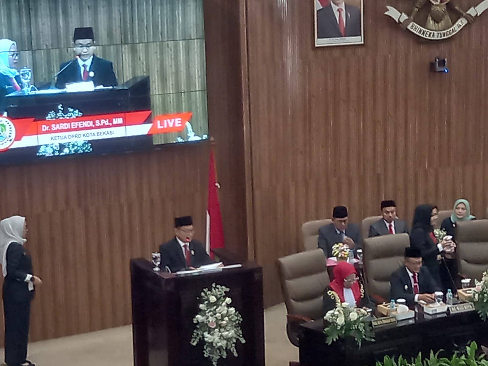 Sardi Efendi Saat Pidato Pertama Setelah Pengambilan Sumpah Menjadi Ketua DPRD Kota Bekasi